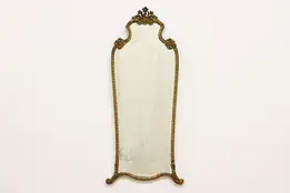 French Antique Hall or Boudoir Wall Mirror, Carved Flowers #50296