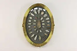 Framed Antique Native American Stone Points & Arrowheads #48447