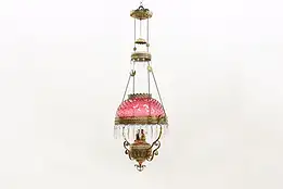 Victorian Antique Cranberry Glass Oil Chandelier Miller #51001