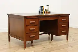 Walnut Vintage Office Library or Teacher Desk, Jasper #50931