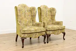 Pair of Georgian Design Vintage Wingback Chairs, Woodmark #51146