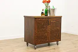 Farmhouse Pine Rolling Bar, Cabinet or Kitchen Island #49363