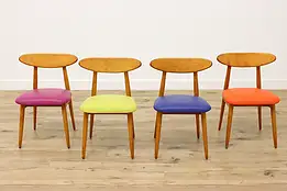 Set of 4 Midcentury Modern Vintage Leather Dining Chairs #51321