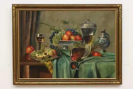 Bird Still Life Vintage Original Oil Painting Gebhardt 43.5" #50632