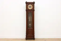 German Antique Tall Case Grandfather Clock, Faces, Becker #47211
