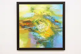 Abstract Castle Vintage Original Oil Painting Grossman 43.5" #50924