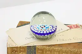 Blue Floral Vintage Glass Paperweight #50444