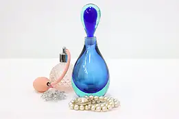 Blue & Green Vintage Barber or Perfume Blown Glass Bottle #50433