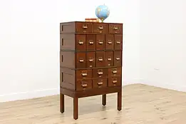 Arts & Crafts Antique Oak 19 Drawer File Cabinet, Yawman #51583