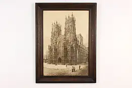 York Minster England Antique Original Etching, Bird 31" #51479