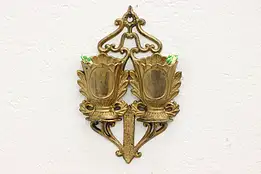 Victorian Antique Cast Iron Wall Double Match Holder #50389