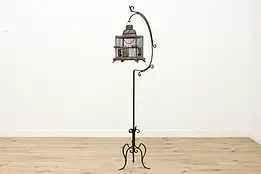 Victorian Antique Birdcage & Wrought Iron Stand #51807