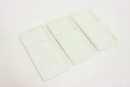 Set of 3 Antique Milk Glass Dental Trays, American Cabinet #51985