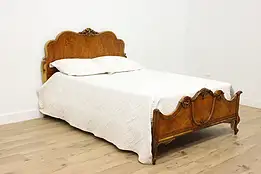 French Design Carved Maple Full or Double Size Bed, Flowers #52314