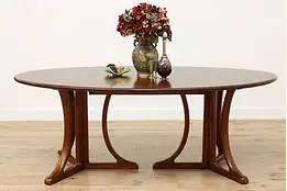 Midcentury Modern Vintage Oval Cherry Dining Table, 2 Leaves #52428