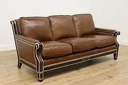 French Design Vintage Brown Leather Sofa or Couch Whittemore #51231