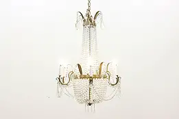 Regency Design Antique Brass Chandelier, Crystal Prisms #51100