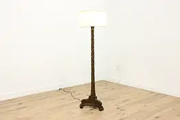 Classical Vintage Bronze Clad Floor Lamp Grape Vines Signed #51914