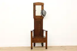 Arts & Crafts Antique Craftsman Oak Hall Stand, Glanton #52837