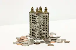 City Building Antique Painted Cast Iron Coin Bank #50530