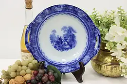 Victorian Antique English Flow Blue China Bowl, Doulton #49664