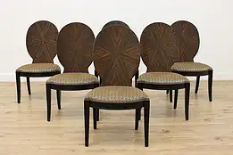 Set of 6 Macassar Ebony Upholstered Dining Chairs, Century #51232
