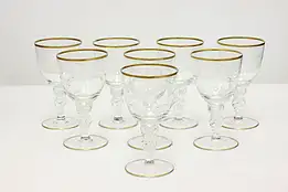 Set of 8 Vintage Etched Seagull Wine Glasses, Lyngby Denmark #48981