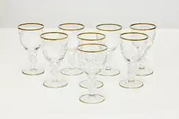 Set of 8 Vintage Danish Etched Seagull Sherry Goblets Lyngby #48983