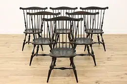 Set of 6 Vintage Colonial Windsor Dining Chairs by Antiquity #53067