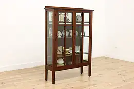 Craftsman Antique Mission Oak Curio or China Display, Mirror #53144