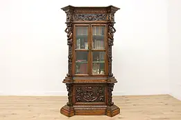 Renaissance Antique Italian China Bar Cabinet Sculptures #52014