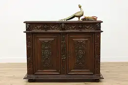 Renaissance Antique Carved Walnut Chest Hall Console Cabinet #53150