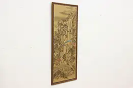 Jungle Birds & Waterfall Antique Original Silk Painting, 50" #52775