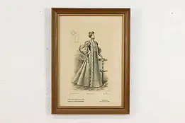 French Antique Fashion Magazine Lithograph Print 18" #53404