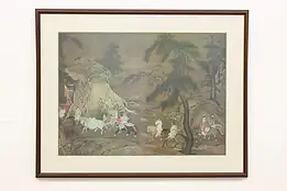 Asian Warriors in Mountains Vintage Original Print 48.5" #53563