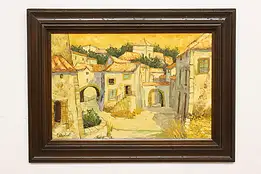 Village at Sunset Vintage Original Oil Painting Cabonbell 46" #53710
