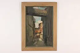City Alley Vintage Original Watercolor Painting Reimann 30" #53737