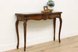 Country French Walnut Hall Console Sofa Table Thomasville #53794