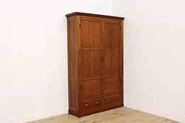 Farmhouse Antique Rustic Oak Wardrobe, Armoire or Closet #50262