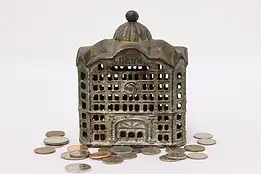 Victorian Antique Painted Iron "Bank" Coin Bank #50534