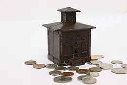 Traditional Antique Painted Cast Iron "Bank" Coin Bank #50537