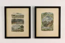 Pair of Antique Colored Landscape Engravings, Gibson 15.5" #53905