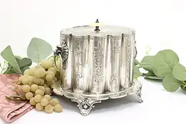 Victorian Antique English Silverplate Tea Caddy, Lion Heads #54112