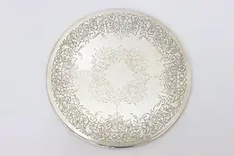 Victorian Antique Engraved Silverplate Trivet Hot Pad 8" #53924