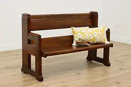 Craftsman Antique Oak Art & Crafts Pew, Hall Bench, American #53888