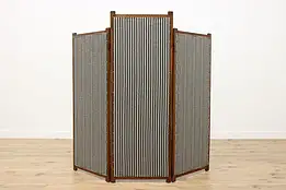 Arts & Crafts Mission Oak 3 Panel Folding Screen, New Fabric #54033