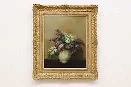 Lilac Still Life Vintage Original Oil Painting Phillips 31" #54283