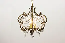 Victorian Antique Brass & Crystal Prisms Chandelier #48565