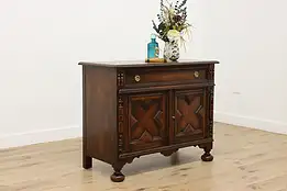 Tudor Antique Walnut Sideboard Huntboard TV Console Scholles #54344