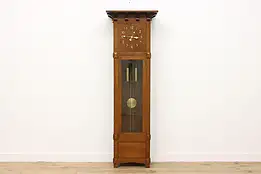 Craftsman Antique Oak Tall Case Grandfather Clock, Colonial #52020